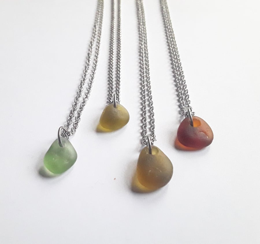 Seaglass Pendants: Earthy Colours