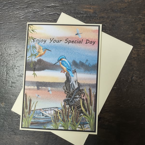 Kingfisher Card, C5 Card, Male or female card,
