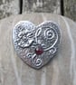 Silver Pewter Strawberry Flower Brooch with Garnet - Image 2