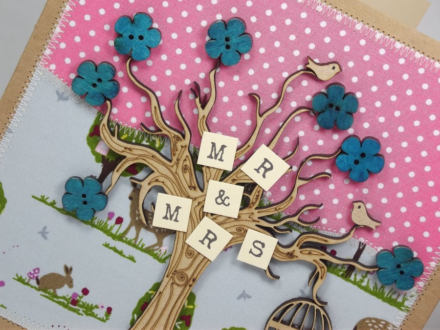 Mr and Mrs Wedding Day Fabric card