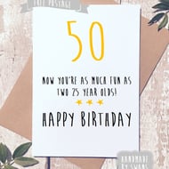Funny birthday card, 50th birthday, funny card,... - Folksy