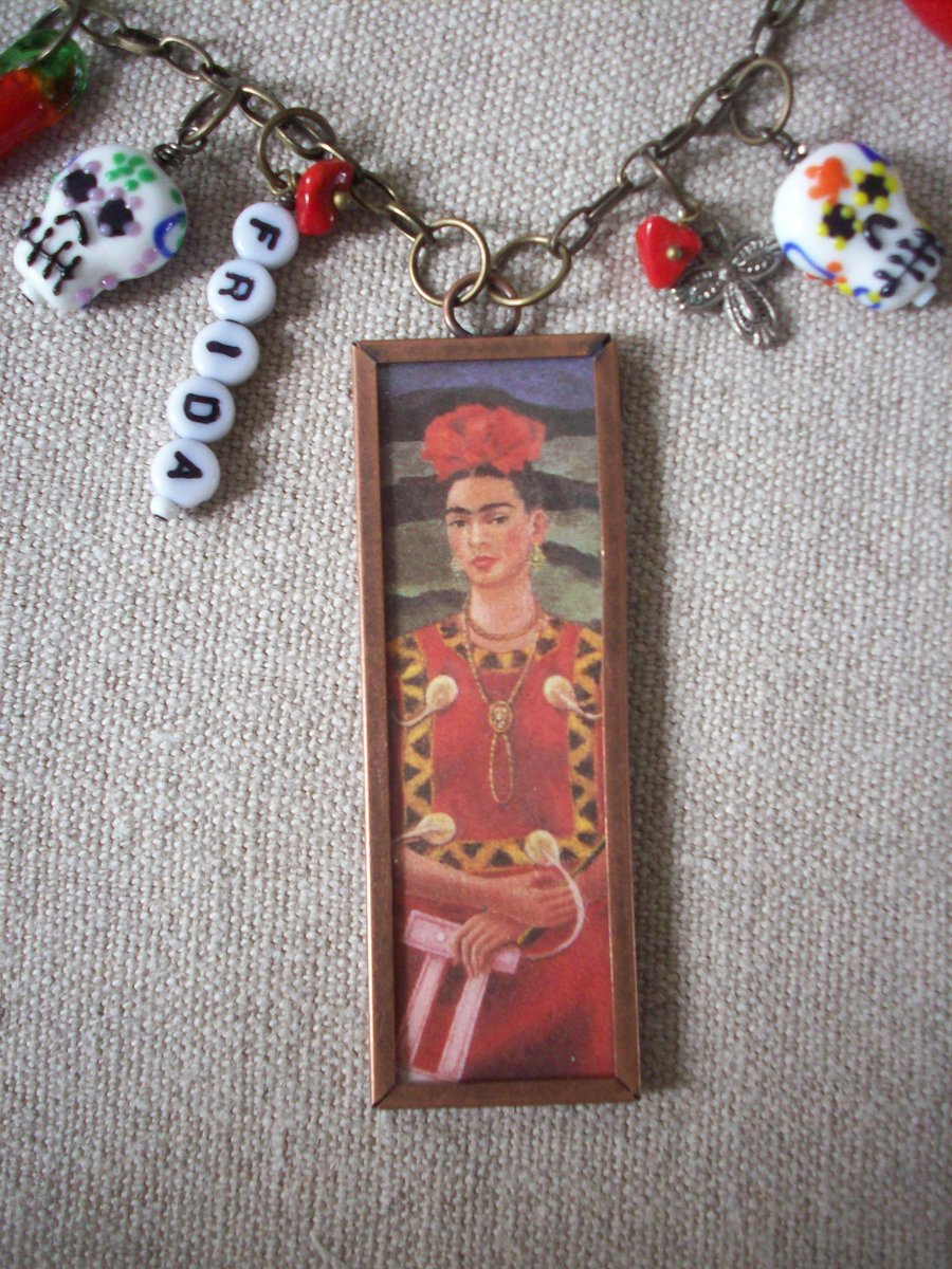 Frida Kahlo 'Tree of Hope Keep Firm' Art Necklace