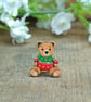 Christmas Teddy Bear Brooch, Handmade Personalised Wooden Festive Jumper Pin