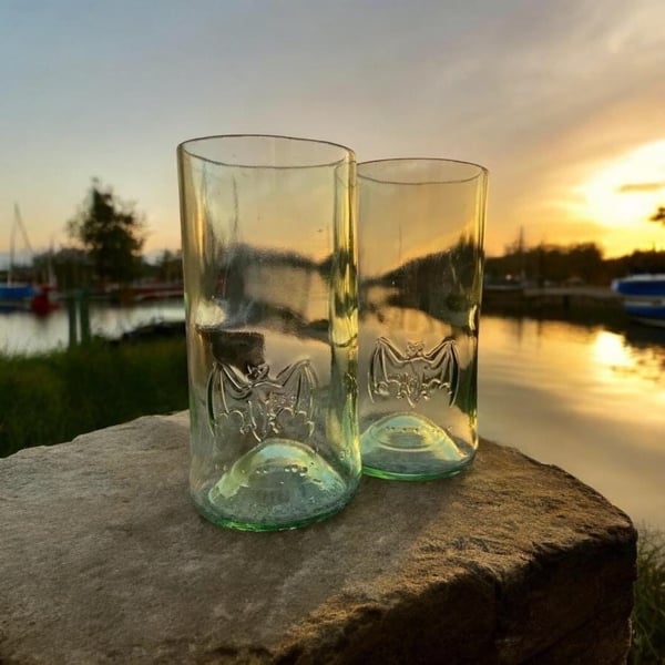 Bacardi Rum - Upcycled GlassBacardi Rum Bottle Glass, Upcycled Bacardi Glass, Ru