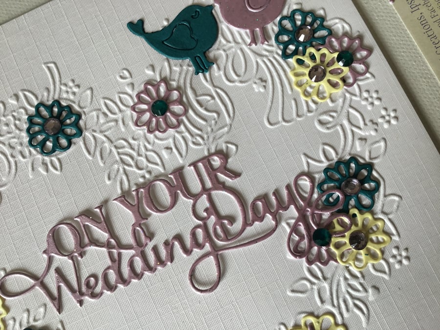 On your wedding day card. Wedding day card. Love birds. Wedding. CC689