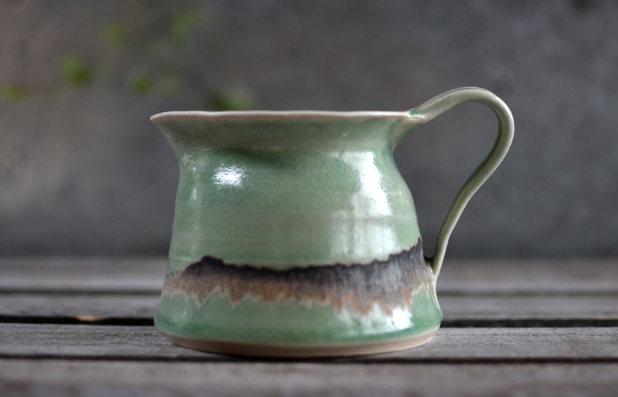 Seascape flower jug - handmade ceramics, green glazes