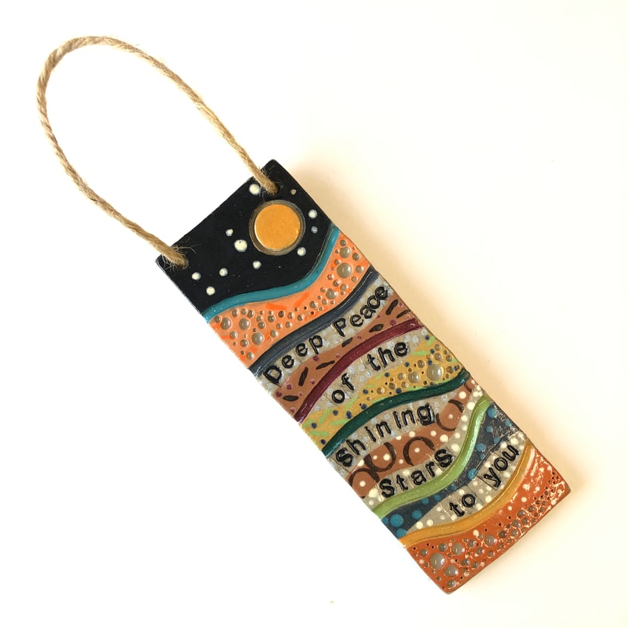 DEEP PEACE OF THE SHINING STARS CERAMIC STONEWARE HANGING PLAQUE