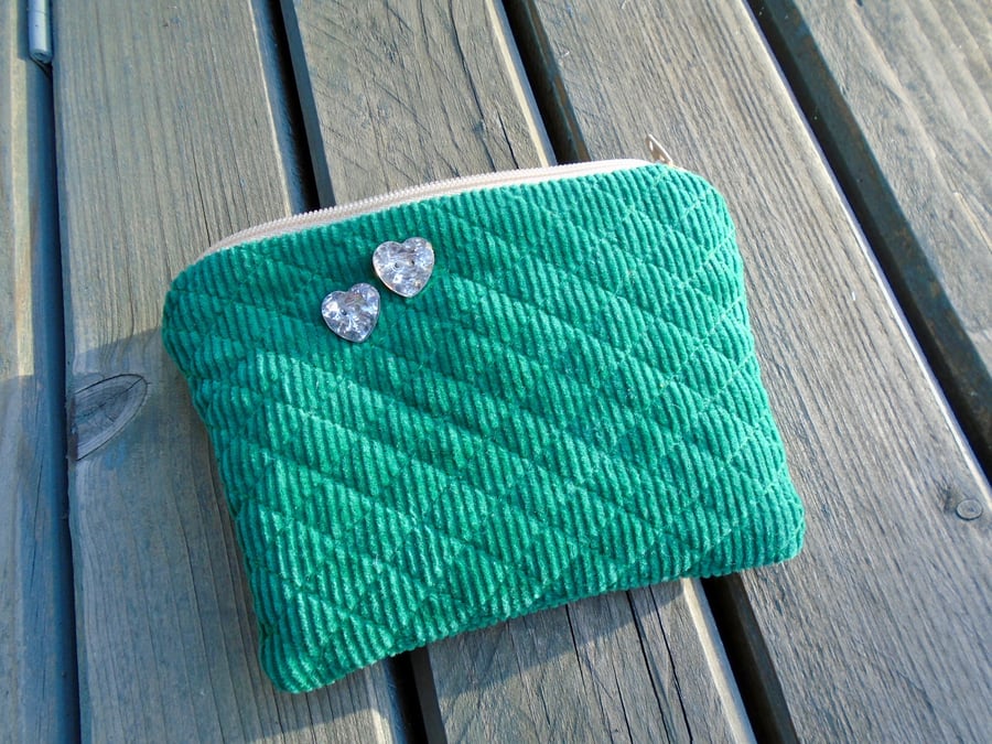 Quilted Green Corduroy Purse 