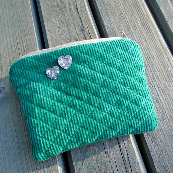 Quilted Green Corduroy Purse 