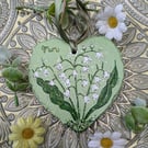 Lily of the valley hand-painted slate heart 