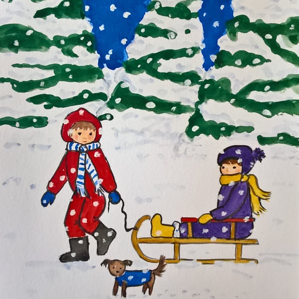 Winter Wonderland original painting. Gift for children