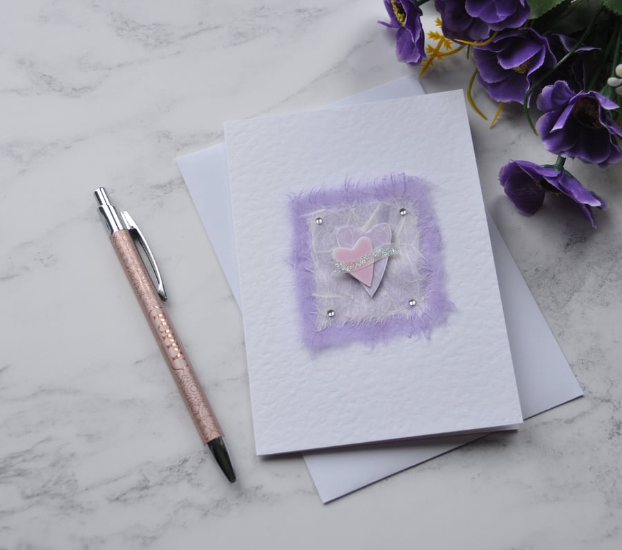 Valentine's Card Two Love Hearts Engagement Wedding 3D Luxury Handmade