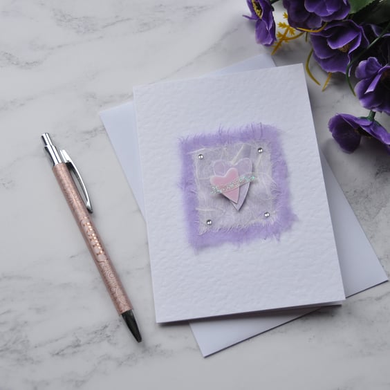 Valentine's Card Two Love Hearts Engagement Wedding 3D Luxury Handmade