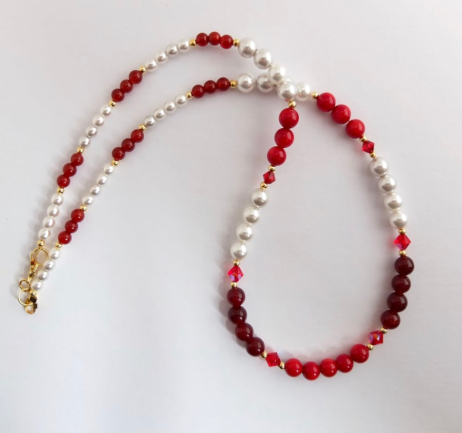 Ruby Red Swarovski Crystals Red Agate Bamboo Folksy