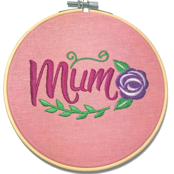 Mum Embroidered Hoop - Gift - Flowers