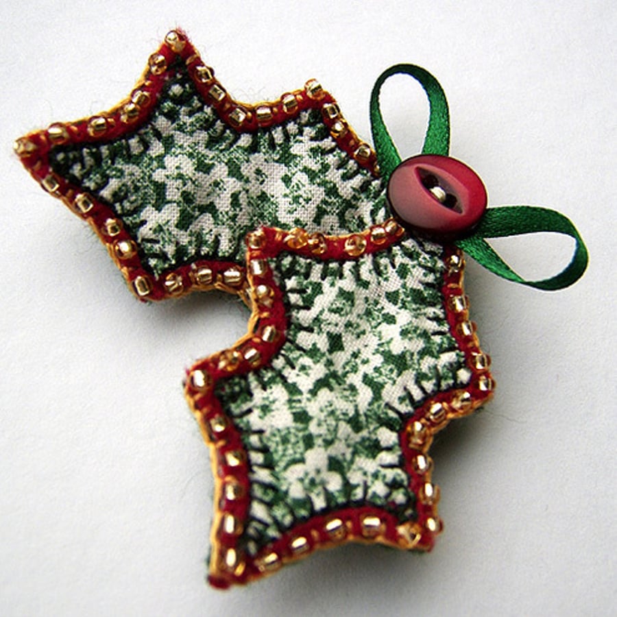 Christmas Holly Brooch