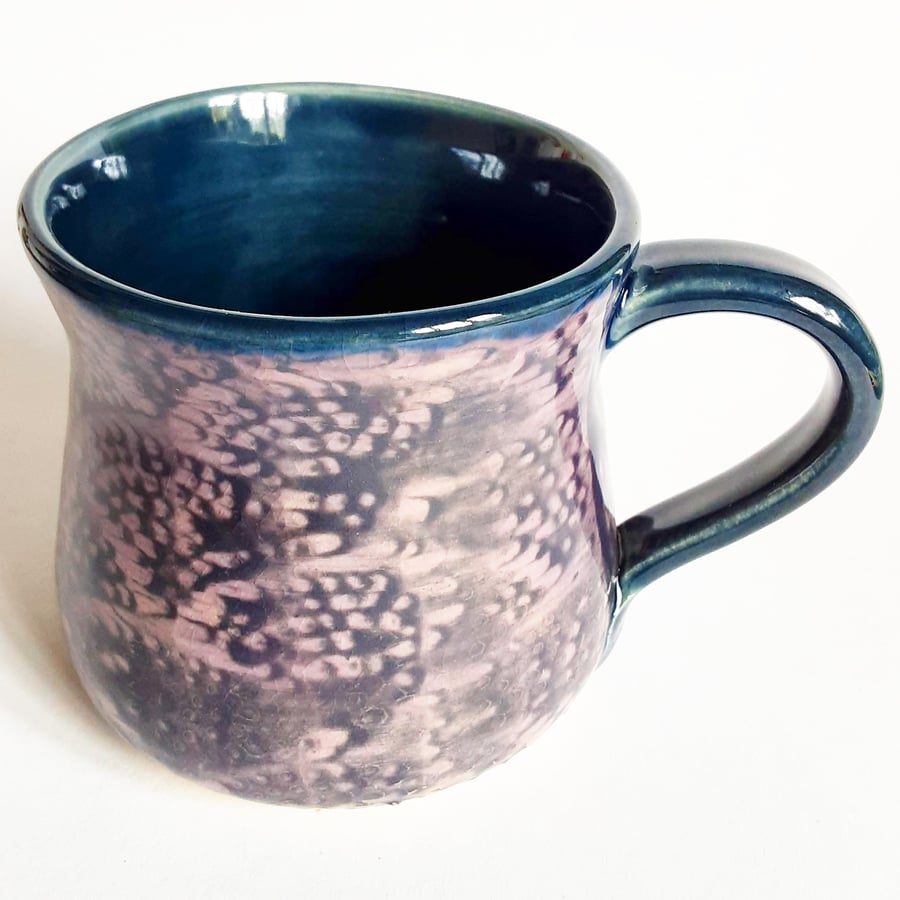 Purple Patterned Mug -Hand Thrown Stoneware Ceramic Mug