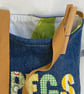 Denim Peg Bag with appliqué decoration. Over-the-shoulder design - Image 7