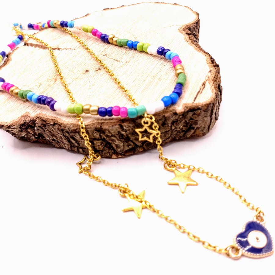 Evil Eye Beaded Necklace 