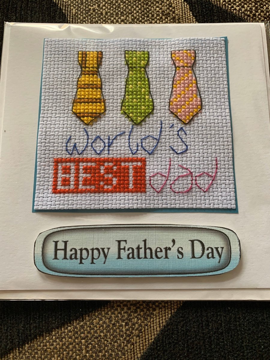 Happy Father s Day cross stitch card , worlds best dad