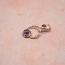 Amethyst and Tourmaline Silver Pendant Handmade