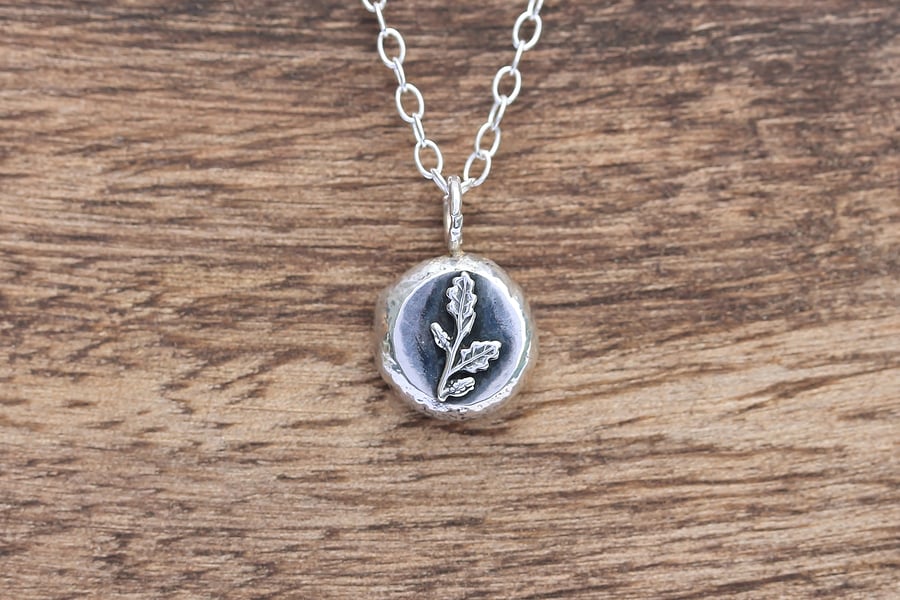 Oak Leaf Necklace - Silver Oak Leaf Pendant - Silver Leaf Necklace