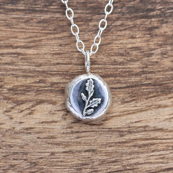 Oak Leaf Necklace - Silver Oak Leaf Pendant - Silver Leaf Necklace