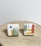 Handmade ceramic earrings square  - Image 3