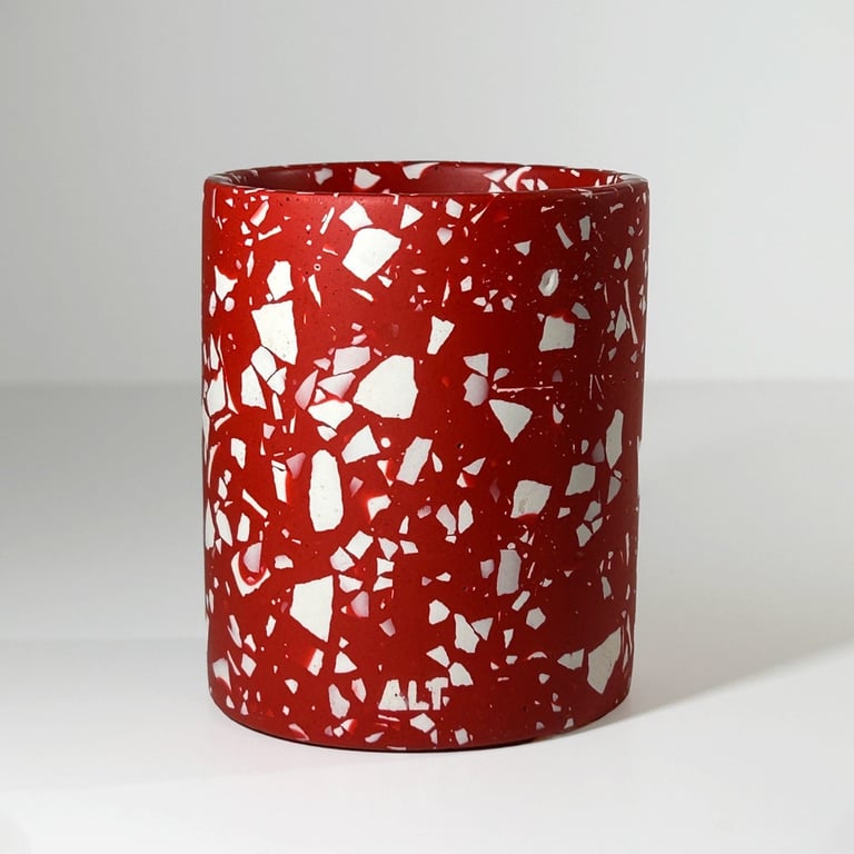 Red Terrazzo Pencil Makeup Brush Holder, Concrete Desk Organiser, Birthday Gift