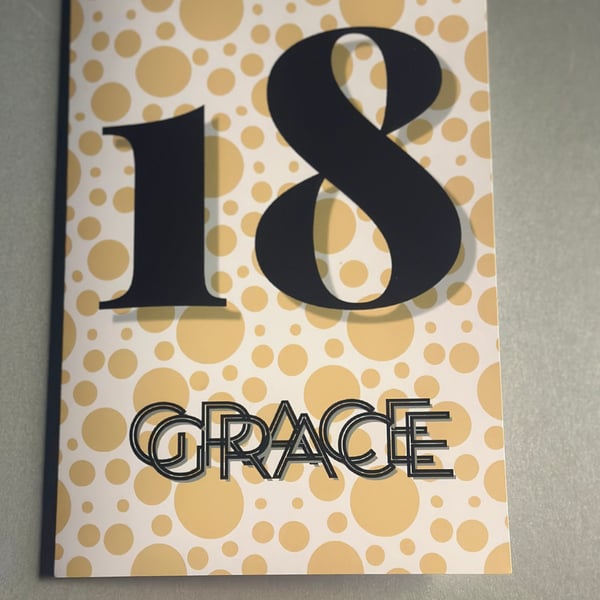 Luxury 18th Birthday Card - Gold Polka Dot Design - Personalised Name