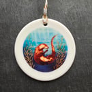 Otter in Kelp Hanging Ceramic Bauble 