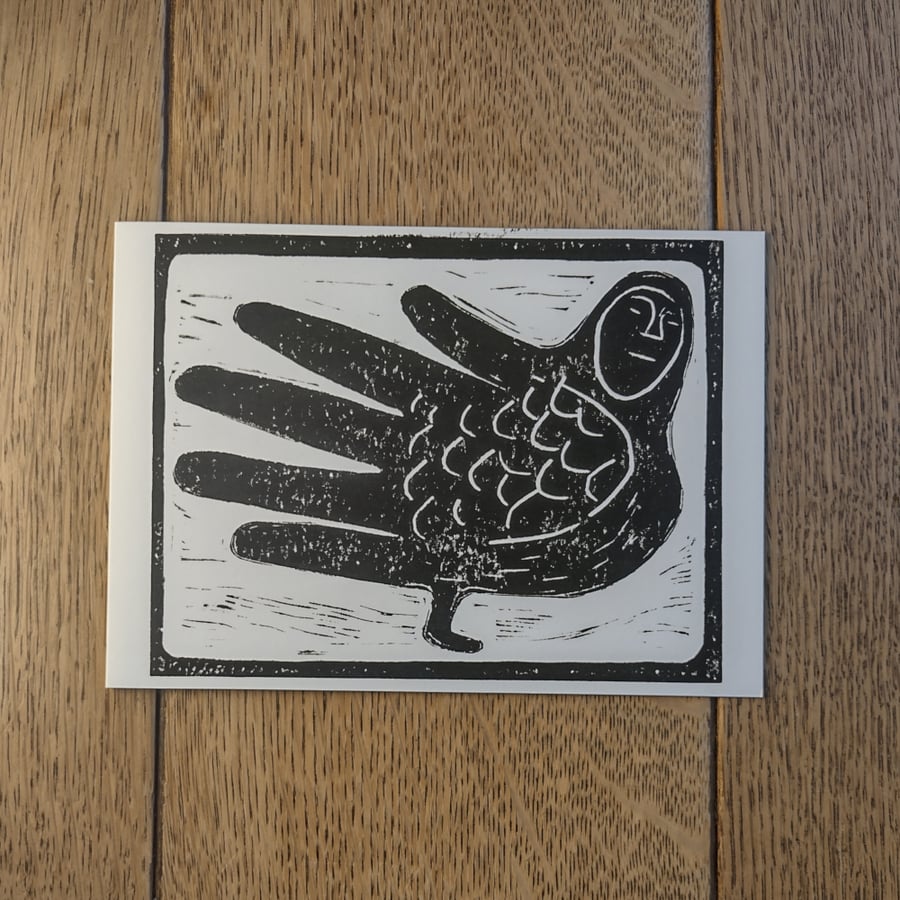 Hopping Bird, from an original lino print