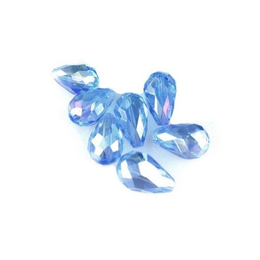 Czech Crystal Glass Blue AB 15x10mm Faceted Drops, Grade A, Precision Cut Authen