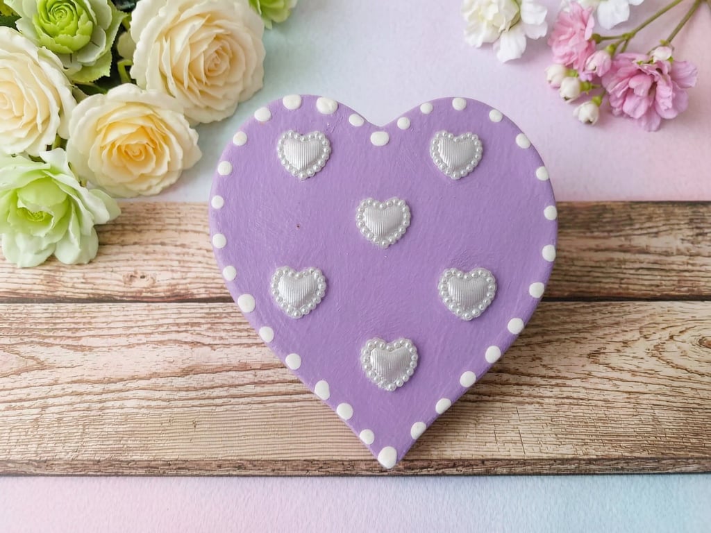Purple Heart Cookie Fridge Magnet with White Hearts
