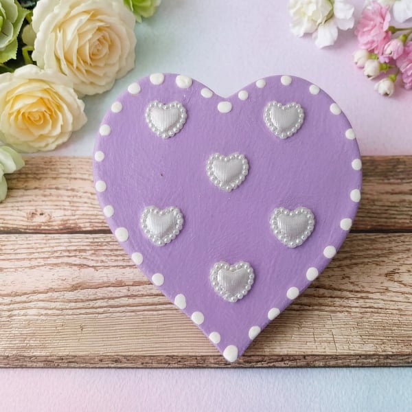 Purple Heart Cookie Fridge Magnet with White Hearts