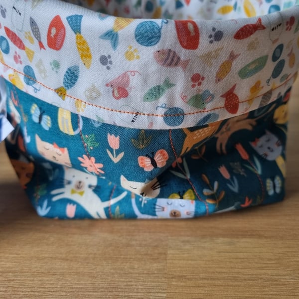 Storage baskets. Cat fabric