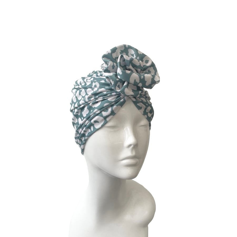 Green SPF 50 Swim Cap Cover Turban Hat for Women Hair Loss Head Scarf