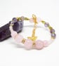Rose Quartz Memory Wire Beaded Bracelet