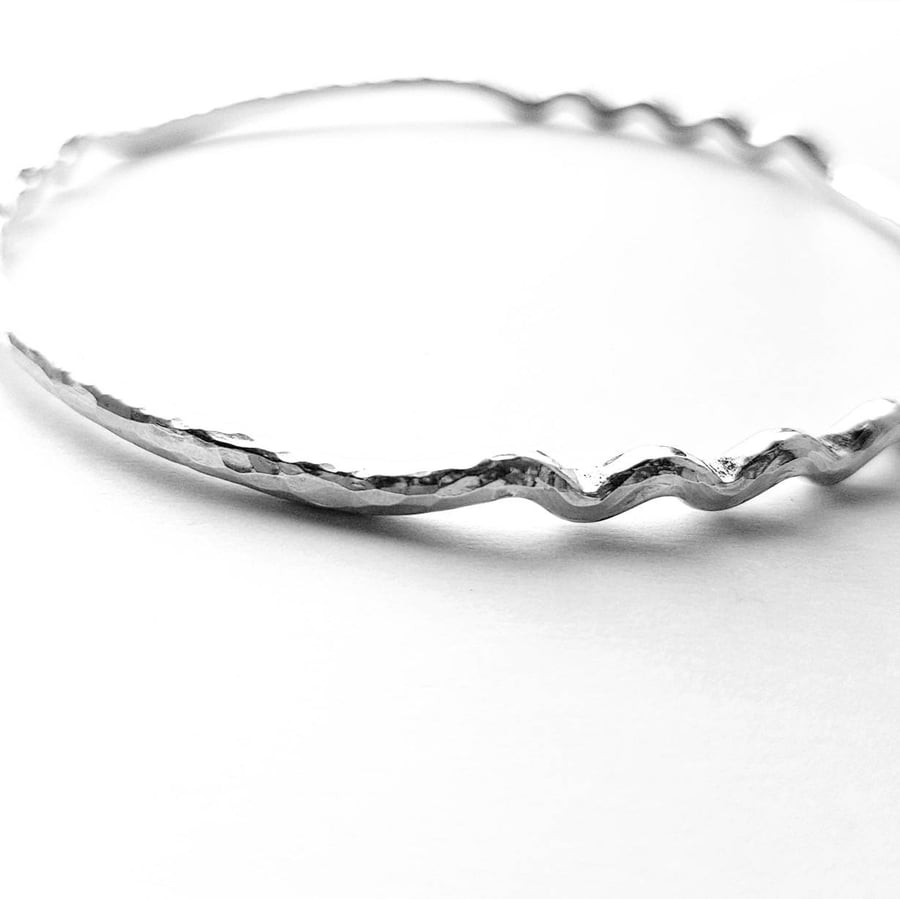 Ripples in the sand solid sterling silver bangle