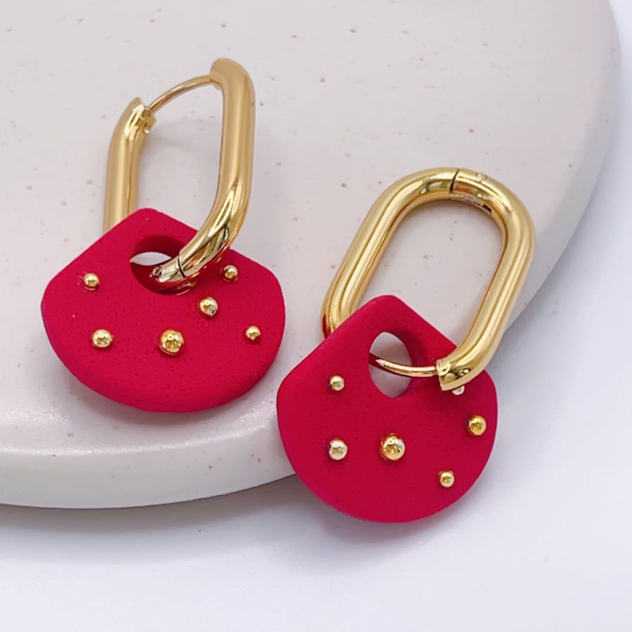 Birthday Gift for Her - Red Statement Hoops for Special Occasion