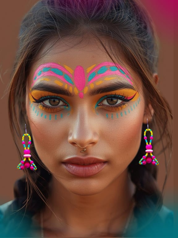 Bright, Colourful Statement Earrings, beaded with neon pink glass beads