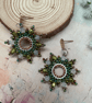 Pretty delicate beaded hoop dangle earrings, ladies artisan statement earrings  - Image 4