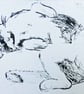Relaxed Cat Limited Edition Original Hand-Pulled Drypoint Print Animal Art - Image 2