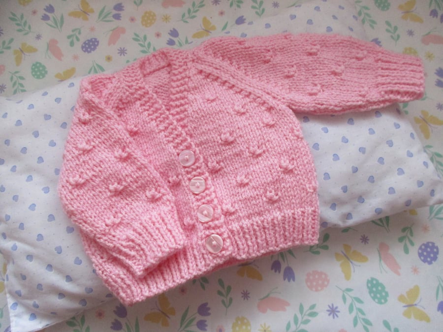 14" Newborn Girls Knots Patterned Cardigan