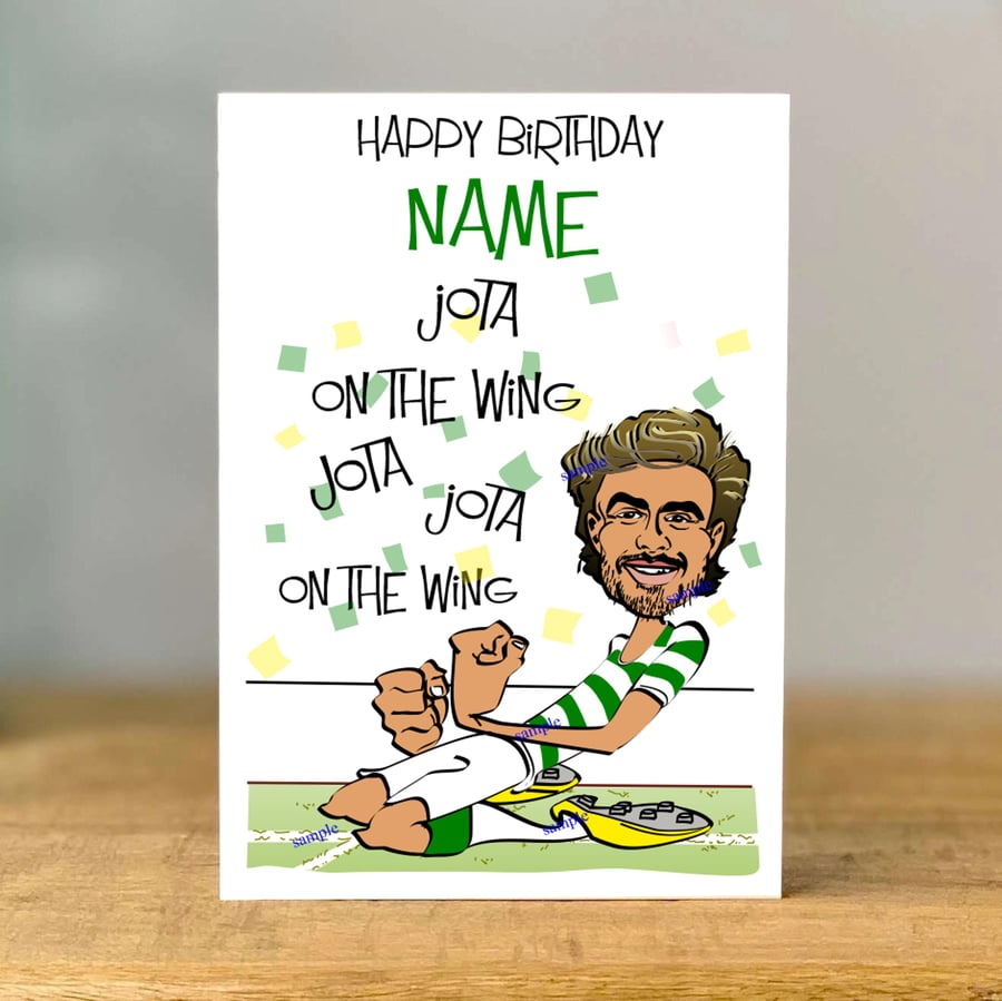 Personalised Football Birthday Greeting Card, Jota, mum, dad, grandad, son,