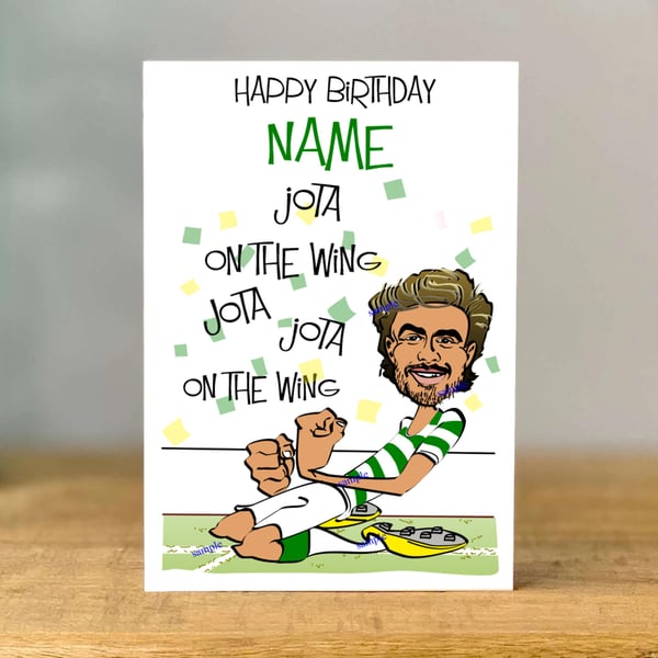 Personalised Football Birthday Greeting Card, Jota, mum, dad, grandad, son,
