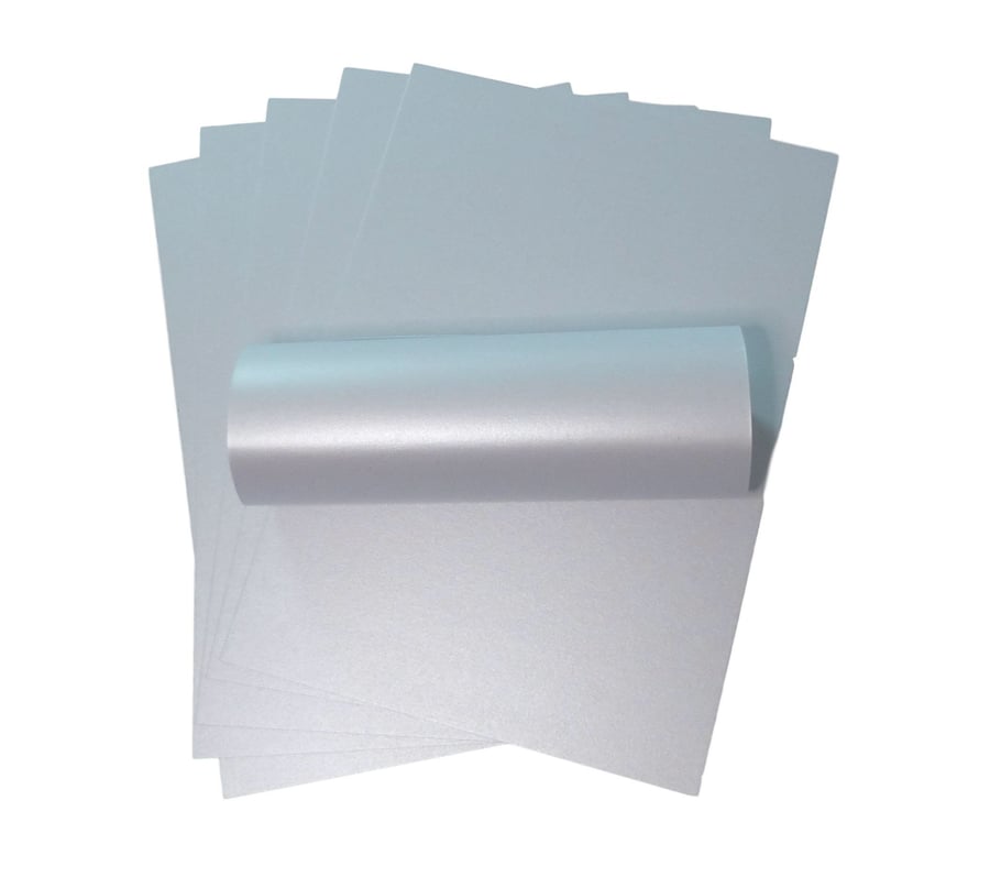 10 Sheets A4 Powder Blue Shimmer Pearlescent Single Sided Card Quality 300gsm 11