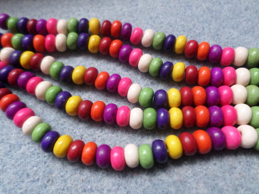 30 x Dyed Turquoise Beads - 6mm x 4mm - Donut - Mixed Colour 