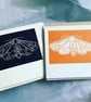 'Moth' hand printed linocut card, Prussian Blue - Image 4