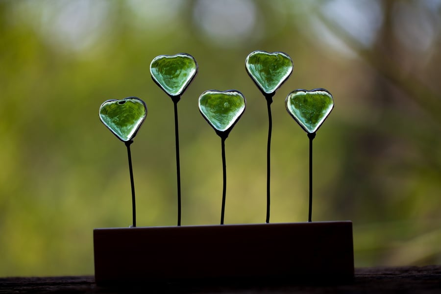 5 hearts stained glass suncatcher ornament
